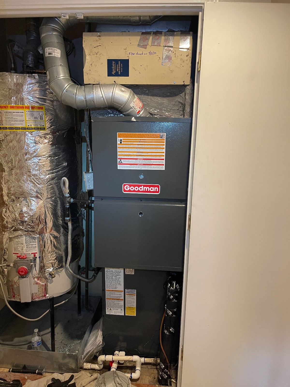 Finished indoor air handler or furnace install